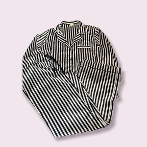 ASOS Black and White Stripped Satin PJ set